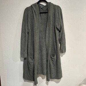 Barefoot Dreams Forest Green/ Gray Hooded Cardigan